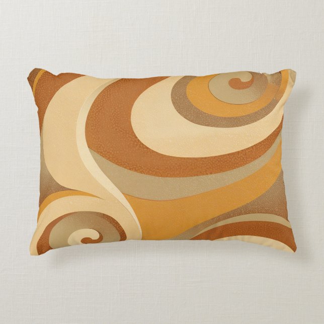 Groovy Orange Gold Brown Mitte Jahrhundert Moderne Dekokissen (Vorderseite)