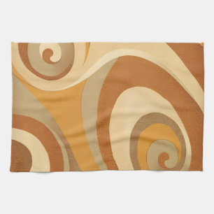 Groovy Orange Gold Brown Mitte Jahrhundert Moderne Geschirrtuch