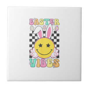 Groovy Oster Vibes Bunny Ostertag Lächeln Gesicht  Fliese
