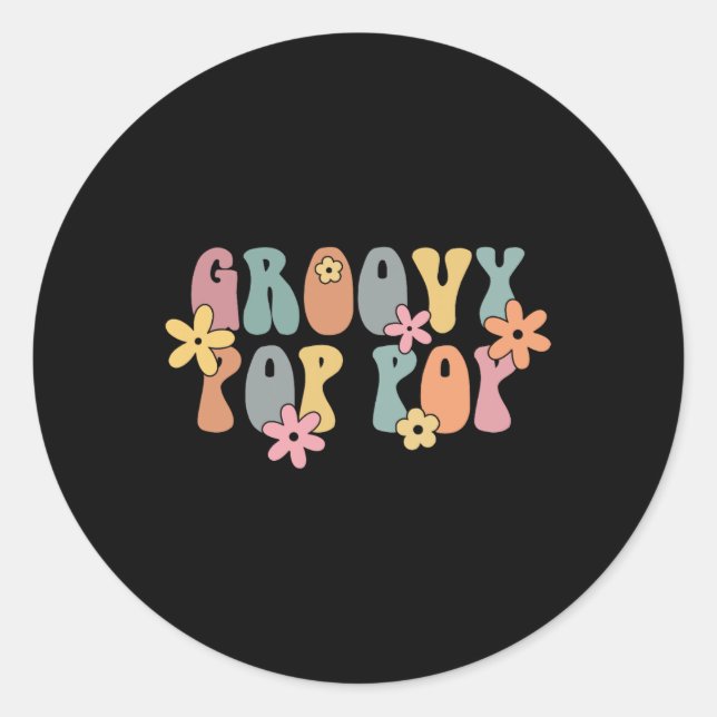 Groovy P P New Grandpa Pregnancy Announcement  Runder Aufkleber (Vorderseite)