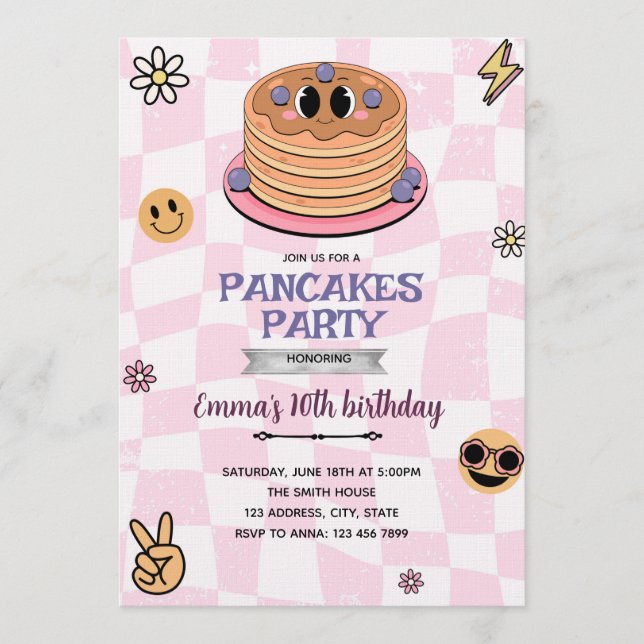 Groovy pancake party invitation (Devant)