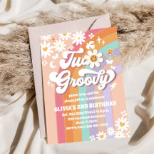 Groovy Pastel 2. Geburtstagseinladung