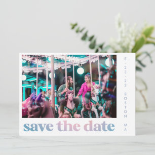 Groovy Pastel Lila Gradient Retro Foto Hochzeit Save The Date