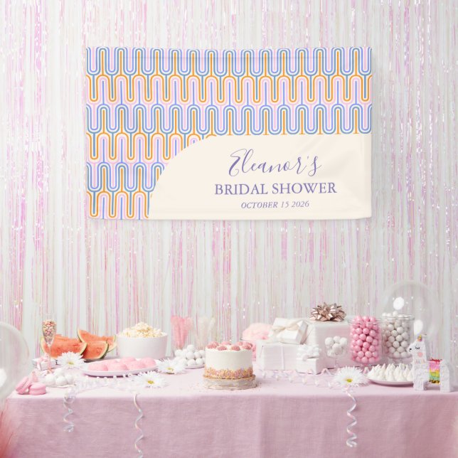 Groovy Pastel Line Periwinkle Brautparty Custom Banner (Party)