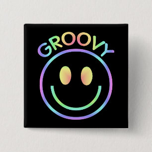 Groovy Pastel Retro Button Button
