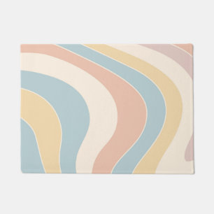 Groovy pastellfarbene Retrowellen Design Fußmatte