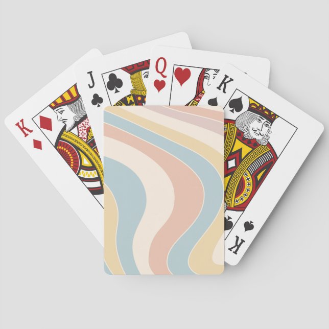 Groovy pastellfarbene Retrowellen Design Spielkarten (Rückseite)