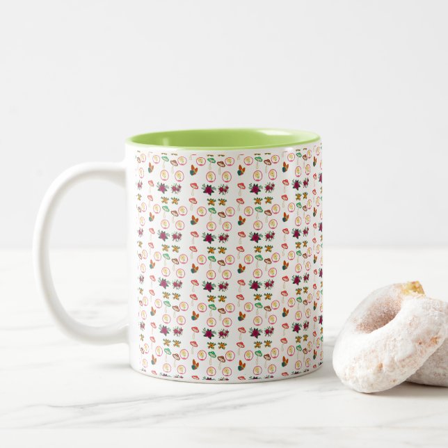 Groovy Pattern Zweifarbige Tasse (Mit Donut)