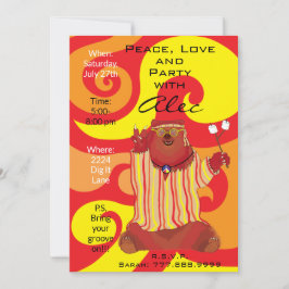 Groovy Peace Bear 1960s Style Einladung
