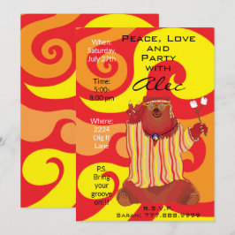 Groovy Peace Bear 1960s Style Einladung