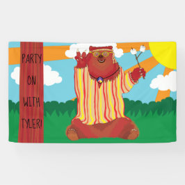 Groovy Peace Bear Party Banner