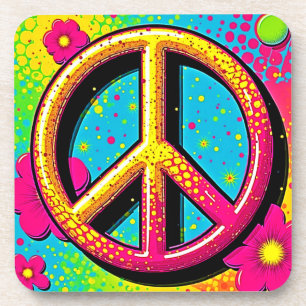 Groovy Peace Flower Power Getränkeuntersetzer