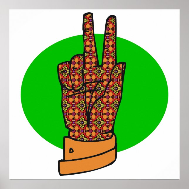 Groovy Peace Hand Symbol Vintage Poster 60er 70er (Vorne)