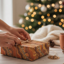 Groovy Peace & Joy Repeating Pattern  Geschenkpapier