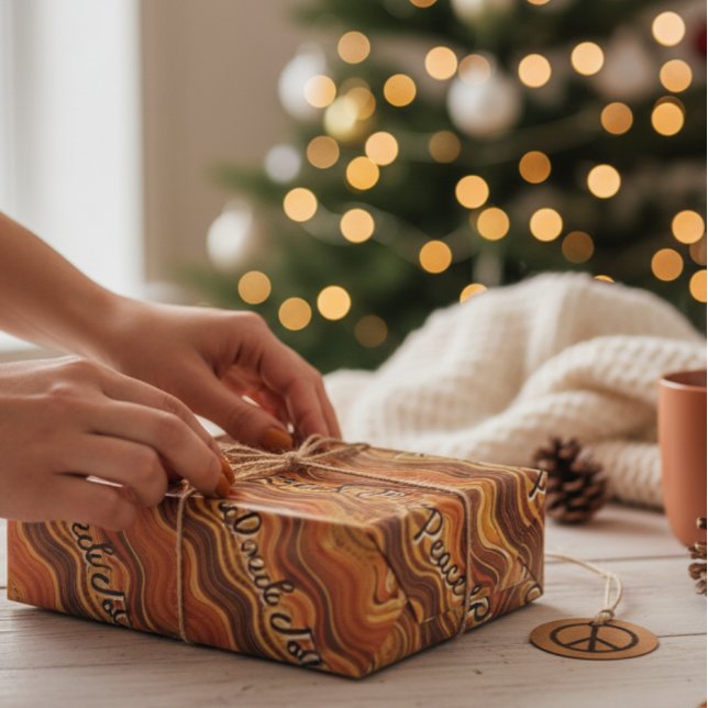 Groovy Peace & Joy Repeating Pattern  Geschenkpapier (Von Creator hochgeladen)