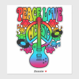 Groovy Peace Liebe Music Aufkleber