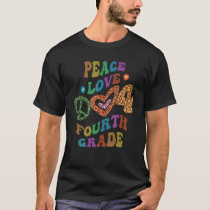 Groovy PEACE LIEBE VIERTER GRAD Leopard Print 4th T-Shirt