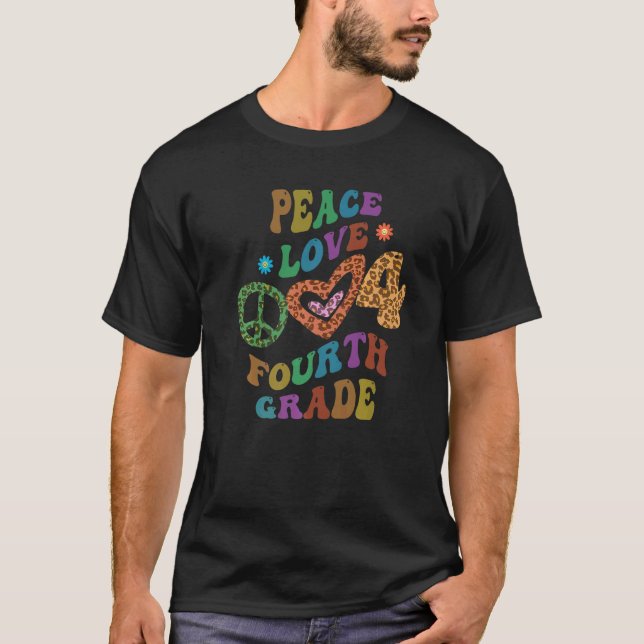 Groovy PEACE LIEBE VIERTER GRAD Leopard Print 4th  T-Shirt (Vorderseite)