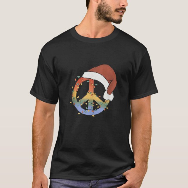 Groovy PEACE LIEBE XMAS Hippie Santa Claus Funny C T-Shirt (Vorderseite)