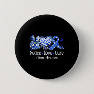 Groovy Peace Love Heilung Blaues Band Ataxie-Bewus Button