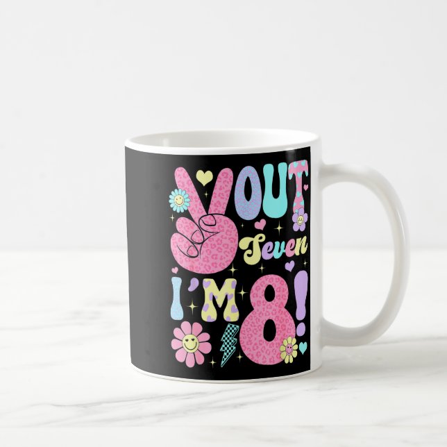 Groovy Peace Out Seven I'm 8 Years Old 8th Birthda Kaffeetasse (Rechts)