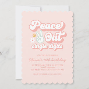 Groovy Peace Out Single Digits 10. Geburtstagsinvi Einladung