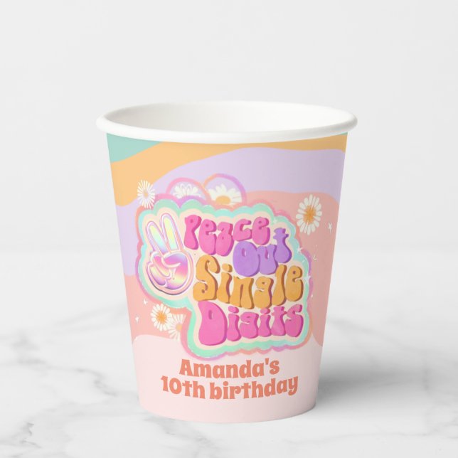 Groovy Peace Out Single Digits 10. Pappbecher (Vorderseite)