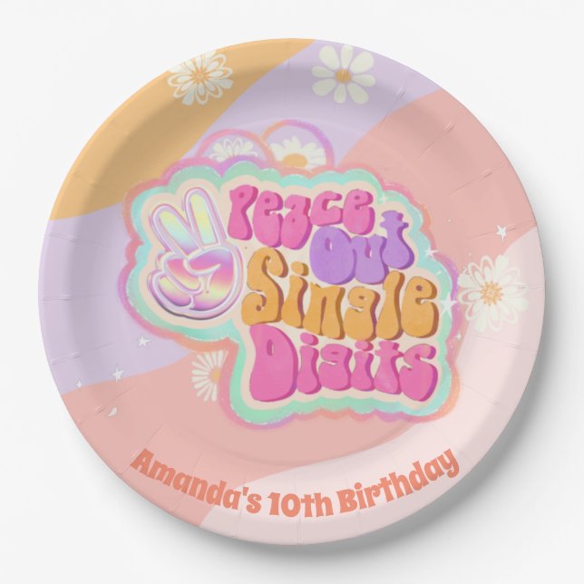 Groovy Peace Out Single Digits 10. Pappteller (Vorderseite)