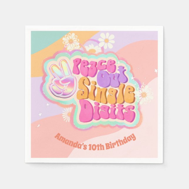 Groovy Peace Out Single Digits 10. Serviette (Vorderseite)
