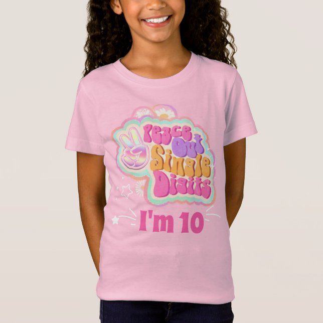 Groovy Peace Out Single Digits Ich bin 10 T - Shir T-Shirt (Vorderseite)