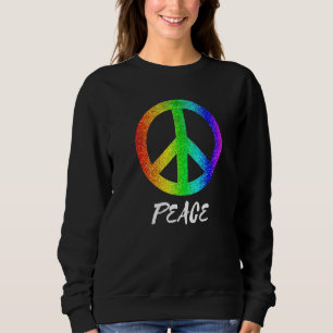 Groovy Peace Sign 70er Farbiges Friedenszeichen Fr Sweatshirt