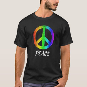 Groovy Peace Sign 70er Farbiges Friedenszeichen Fr T-Shirt