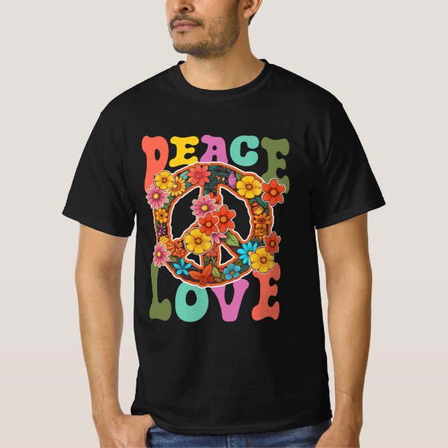 Groovy Peace Sign Liebe 60er 70er Hippie Costume F T-Shirt (Vorderseite)