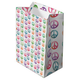 Groovy peace signs watercolor style hippie love mittlere geschenktüte