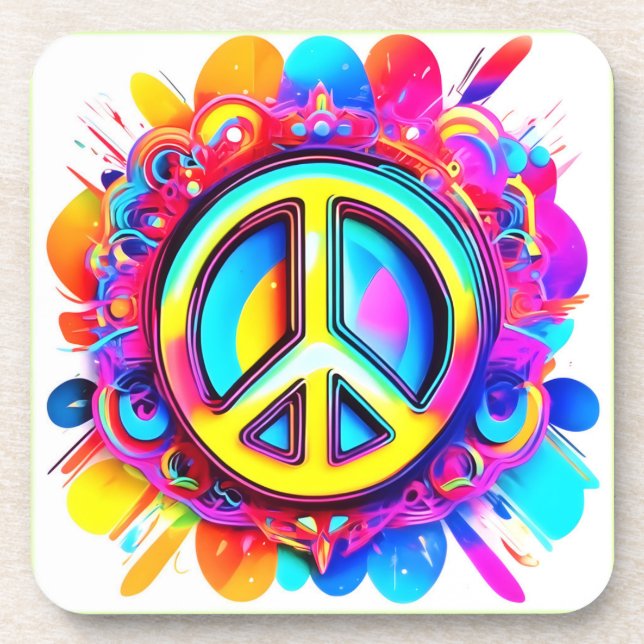 Groovy Peace Vibes Getränkeuntersetzer (Vorderseite)