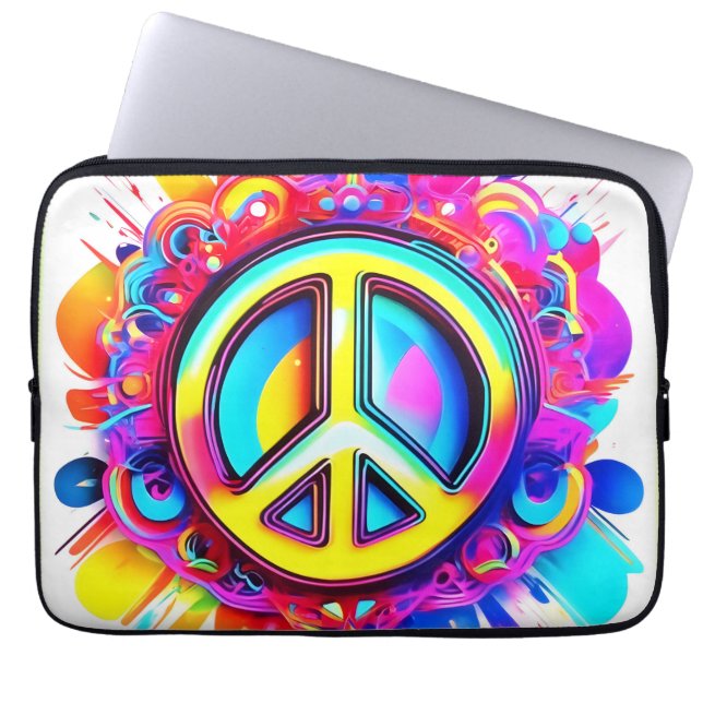 Groovy Peace Vibes Laptopschutzhülle (Vorderseite)