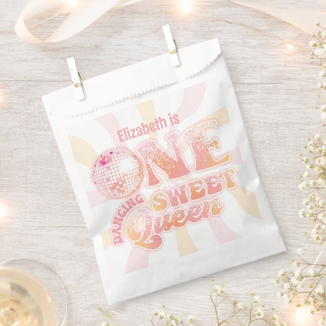 Groovy Peach Pink Disco Dancing Queen 1. Geburtsta Geschenktütchen (Ausgeschnitten)