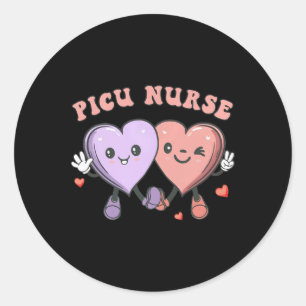 Groovy Picu Krankenschwester Valentinsherzen Pädia Runder Aufkleber