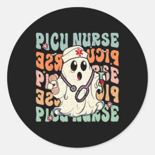 Groovy PICU Nurse Halloween Costume Peds Nurse Runder Aufkleber