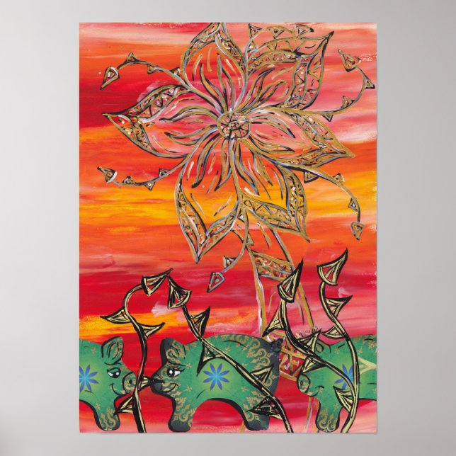 Groovy Pigs print Poster (Vorne)