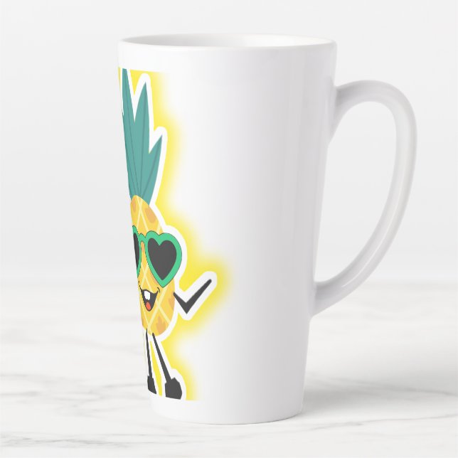 Groovy Pineaple Vibes - Cool Obstbäume Cartoon Milchtasse (Rechts)