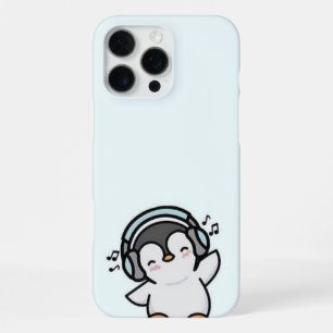 Groovy-Pinguin-Musikliebhaber-Handyhülle – Hellbla iPhone 16 Pro Max Hülle