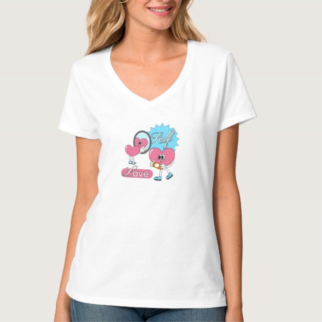 Groovy Pink & Blue Retro T - Shirt Design (Print o (Vorderseite)