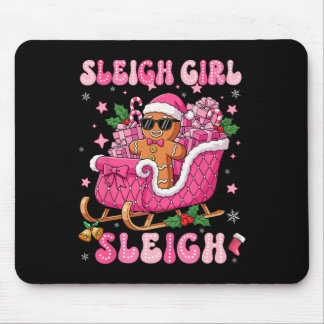 Groovy Pink Gingerbread Sleigh Coquette Bow Christ Mousepad