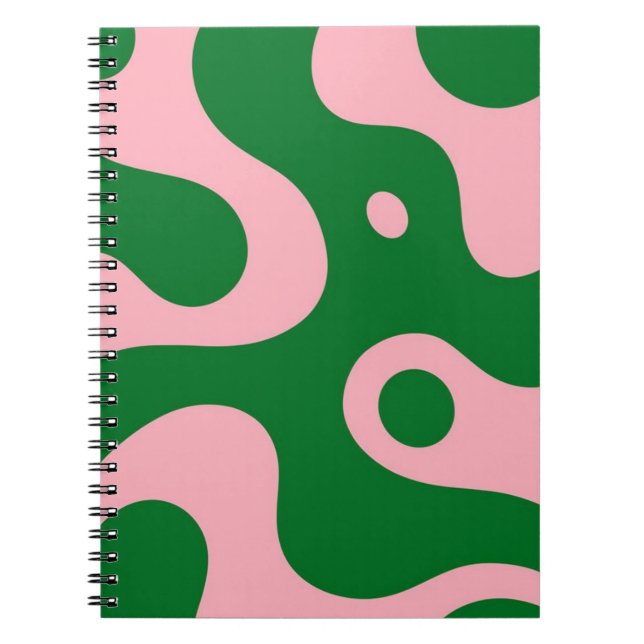 Groovy Pink & Green Abstrakt Spiral Notebook Notizblock (Vorderseite)