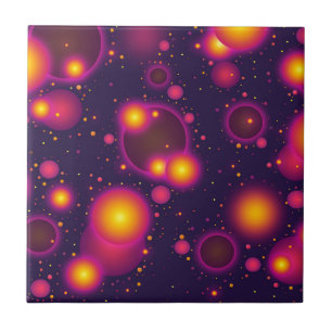 Groovy Pink Lila und gelb leuchtend Blase Abstr. Fliese