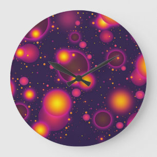 Groovy Pink Lila und gelb leuchtend Blase Abstr. Große Wanduhr