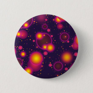 Groovy Pink Lila und gelb leuchtende Blasen Button