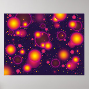 Groovy Pink Lila und gelb leuchtende Blasen Poster
