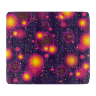 Groovy Pink Lila und gelb leuchtende Blasen Schneidebrett